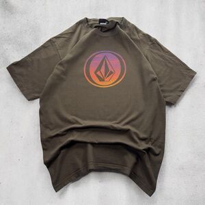Y2K Volcom Stone Sunset Logo Brown Tee Size M 100% Cotton Skate Surf Vintage